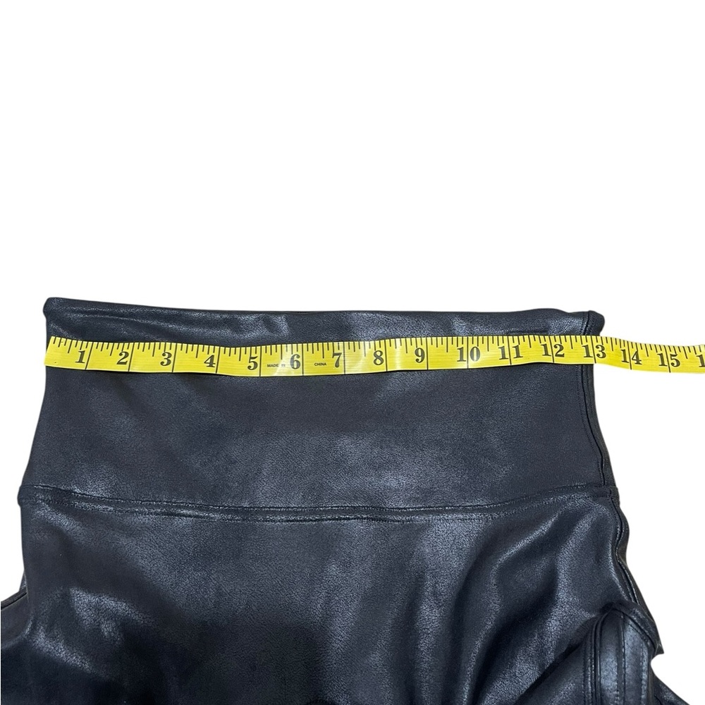 Spanx Faux Leather/Coated Moto Leggings Womens Size L Black Stretch Slimming - Picture 9 of 12